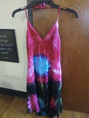 L.S.I tye dye boho mini dress